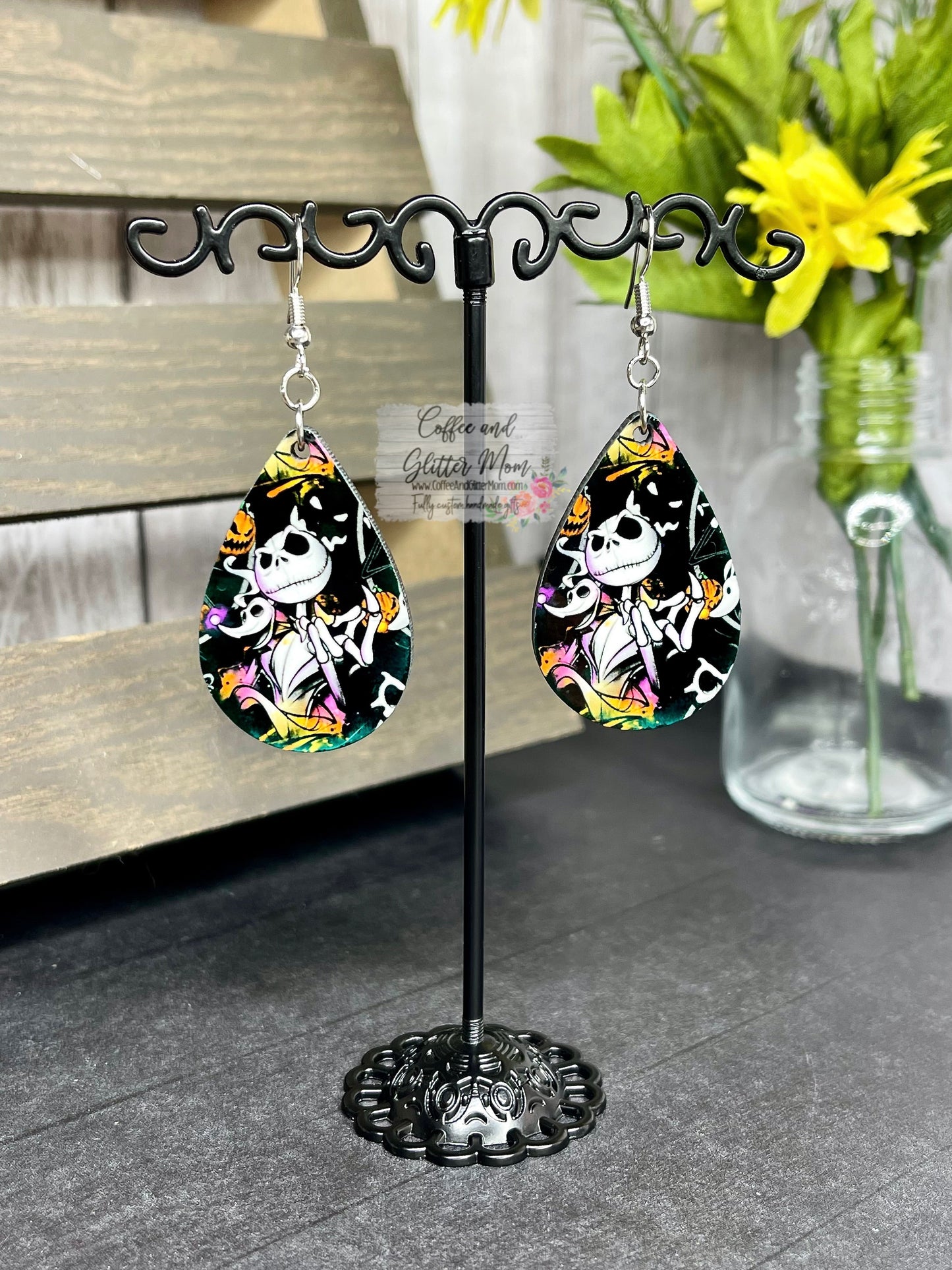 Jack and Zero Halloween Earrings RTS