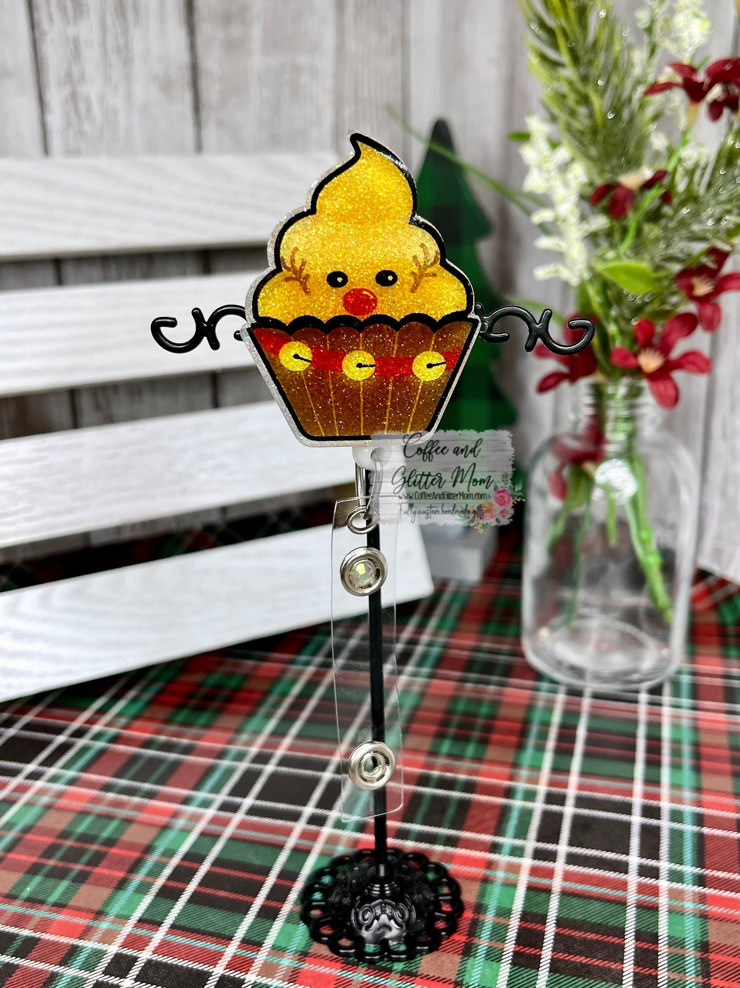 Reindeer Cupcake Designer Badge Reel