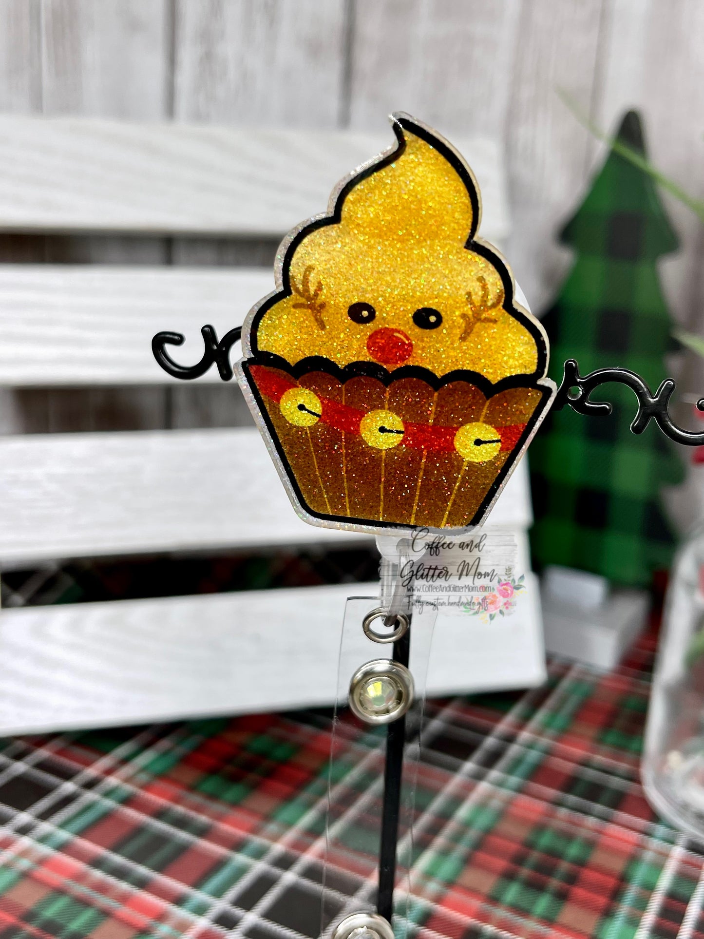 Reindeer Cupcake Designer Badge Reel