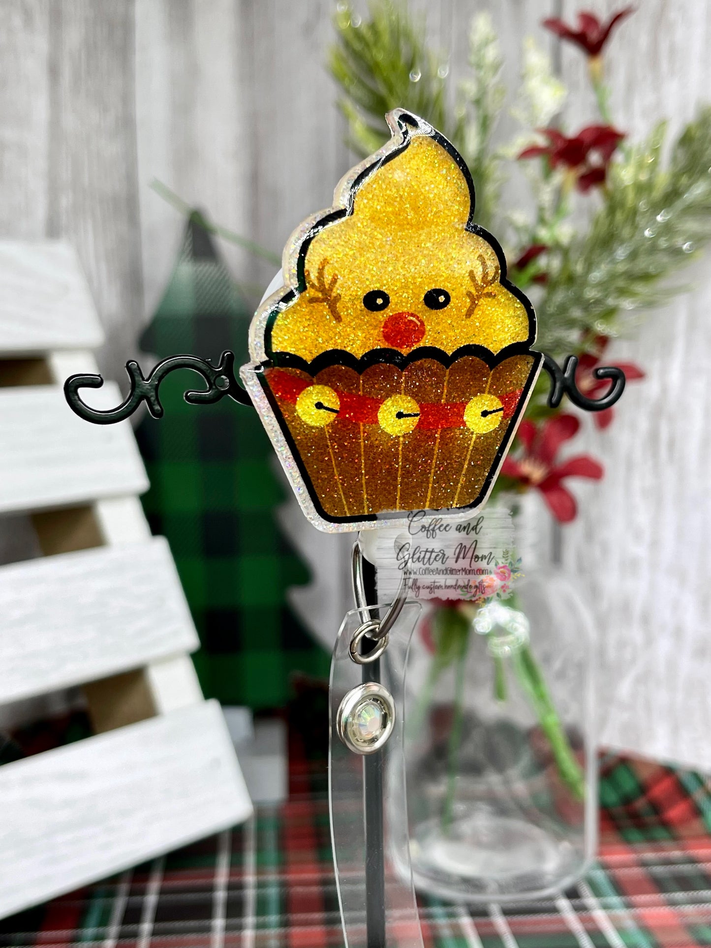 Reindeer Cupcake Designer Badge Reel
