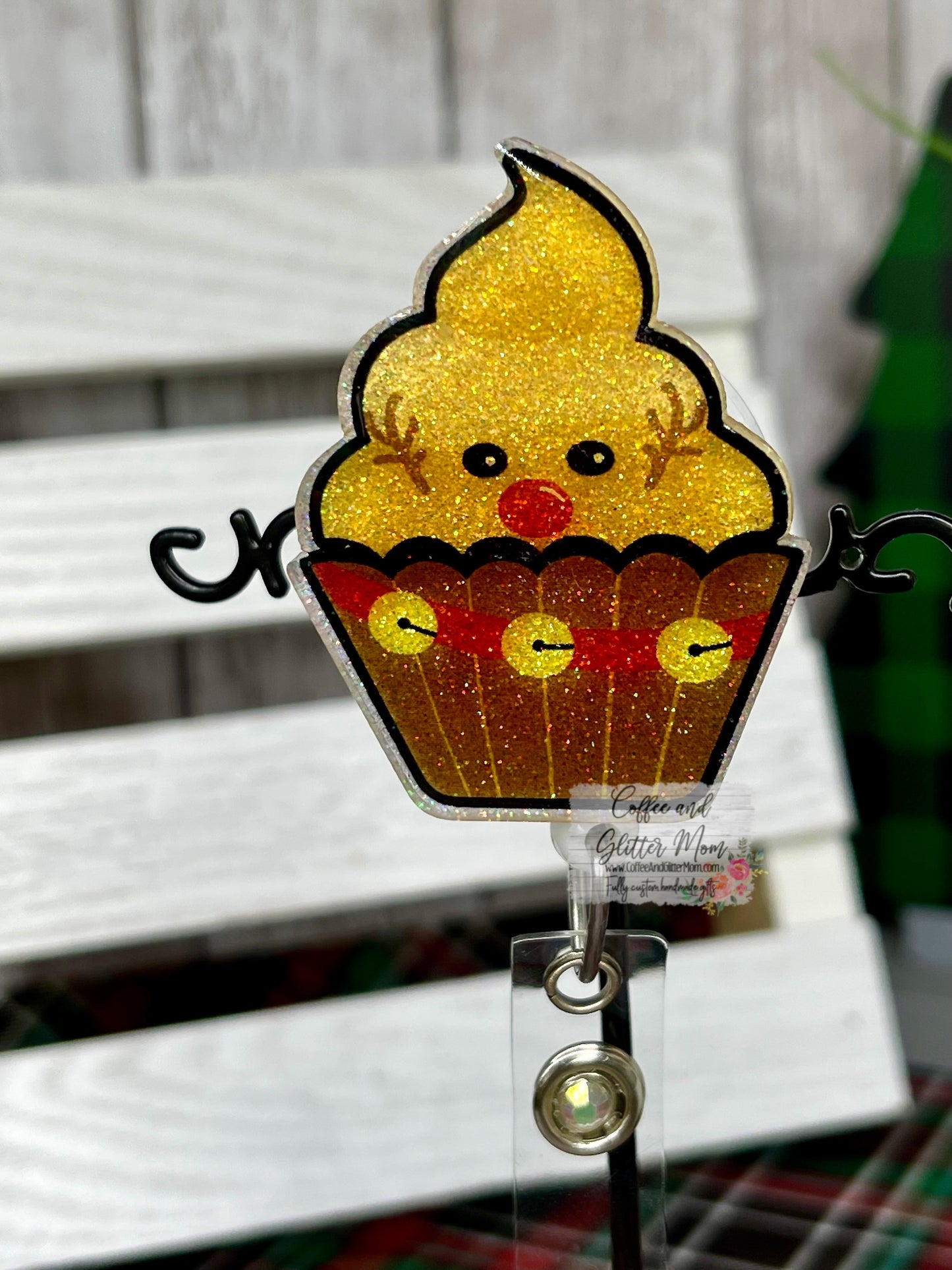 Reindeer Cupcake Designer Badge Reel