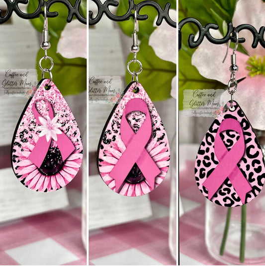 RTS Pink Ribbon Awareness Earrings