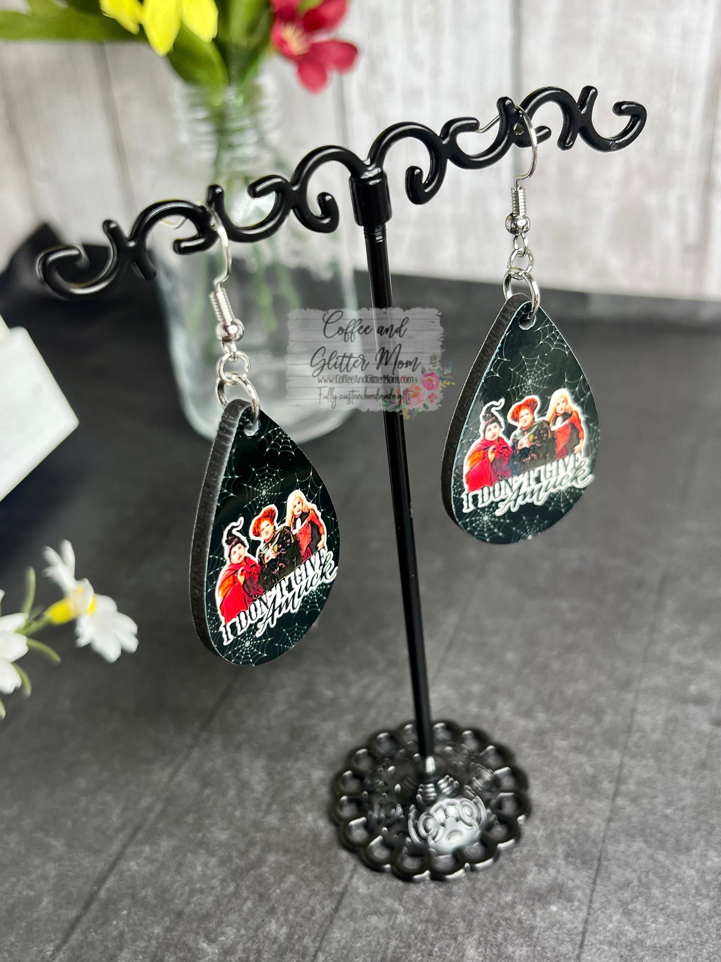 RTS I Don't Give Amuck Halloween Witches Teardrop Earrings