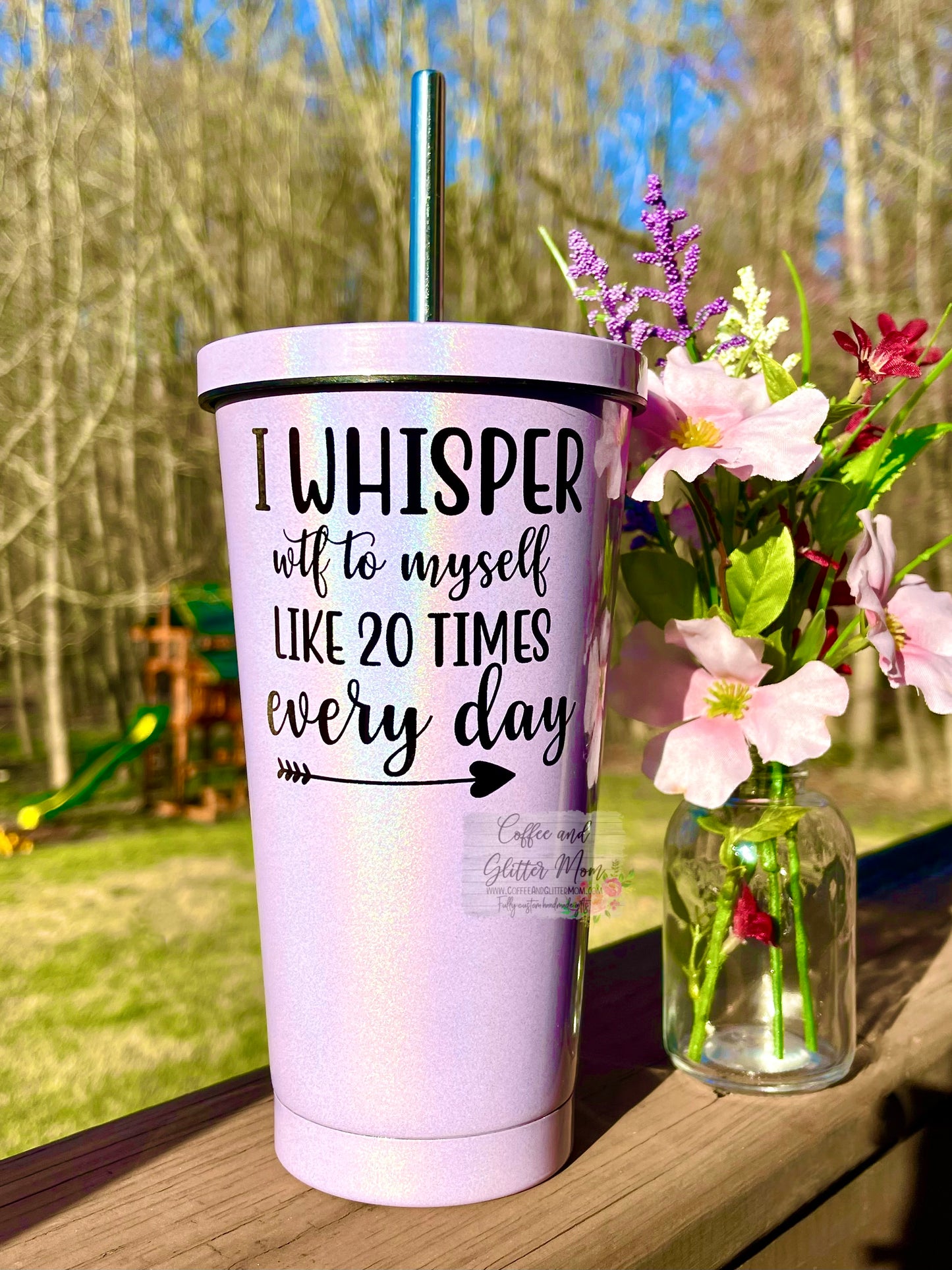 I Whisper WTF 16oz Purple Rainbow Tumbler