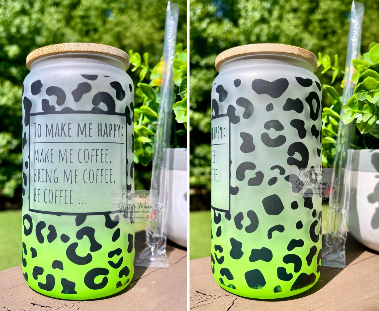 Coffee Makes Me Happy 16oz Pick Your Color Glass Can