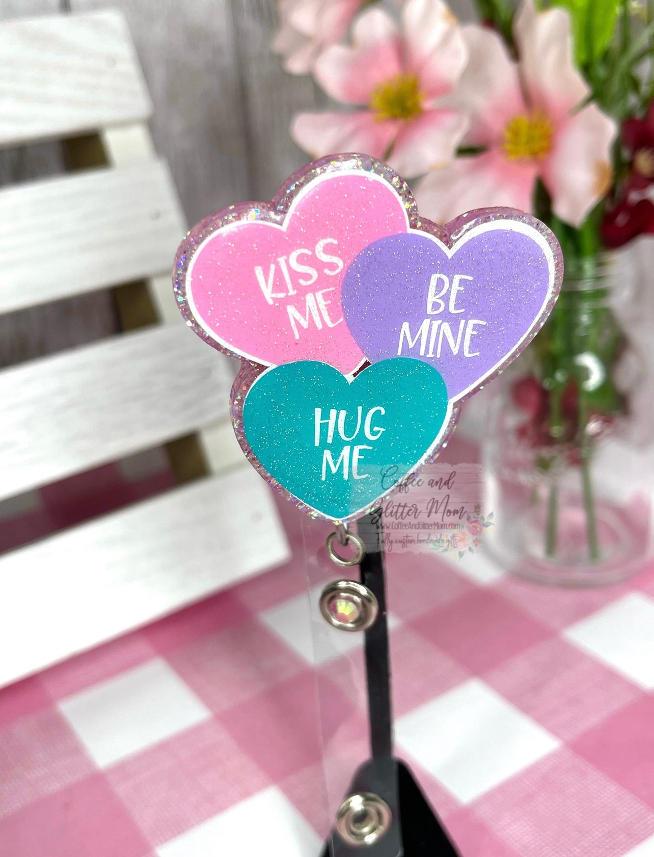 Candy Hearts Valentine's Designer Badge Reel – Coffee And Glitter Mom