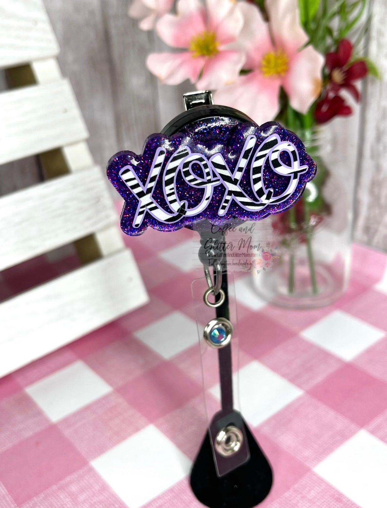 Purple XOXO Valentine's Designer Badge Reel