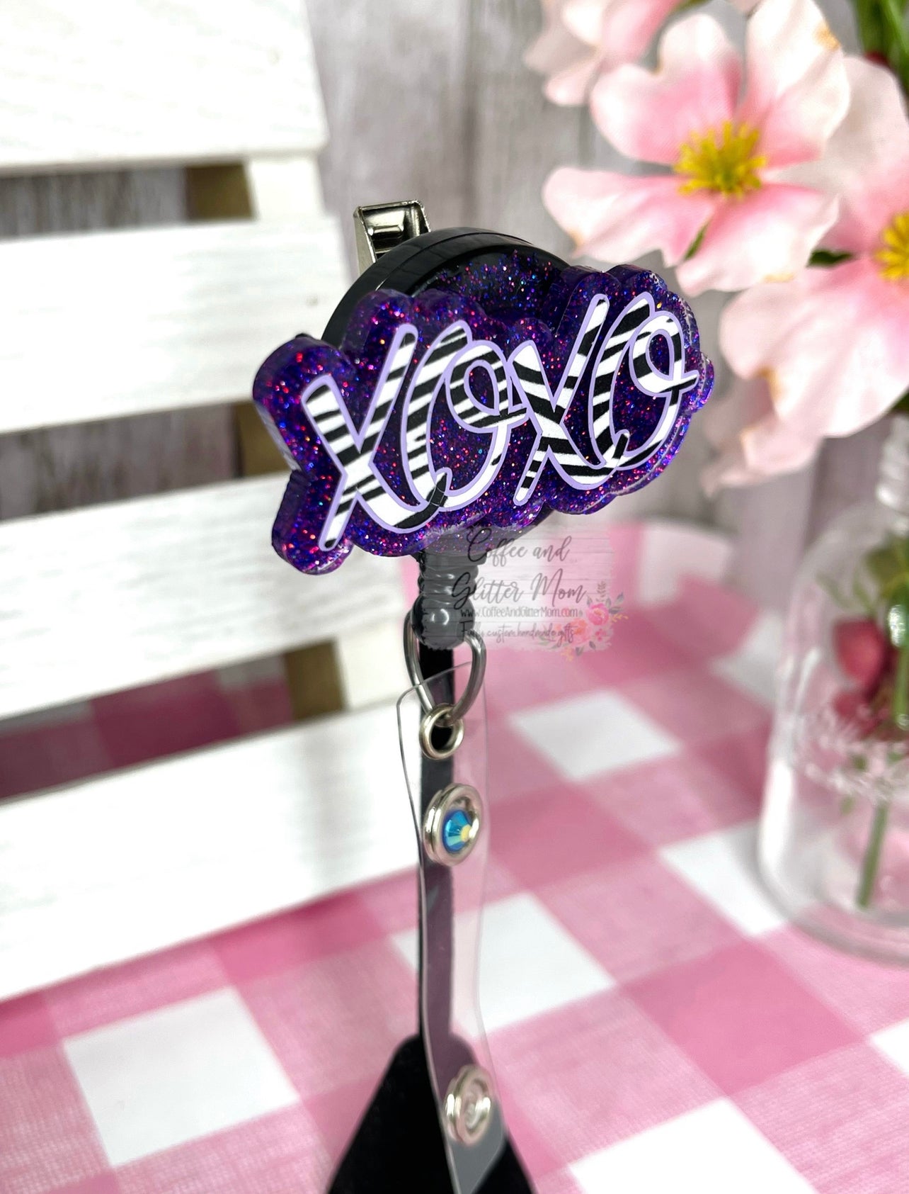 Purple XOXO Valentine's Designer Badge Reel