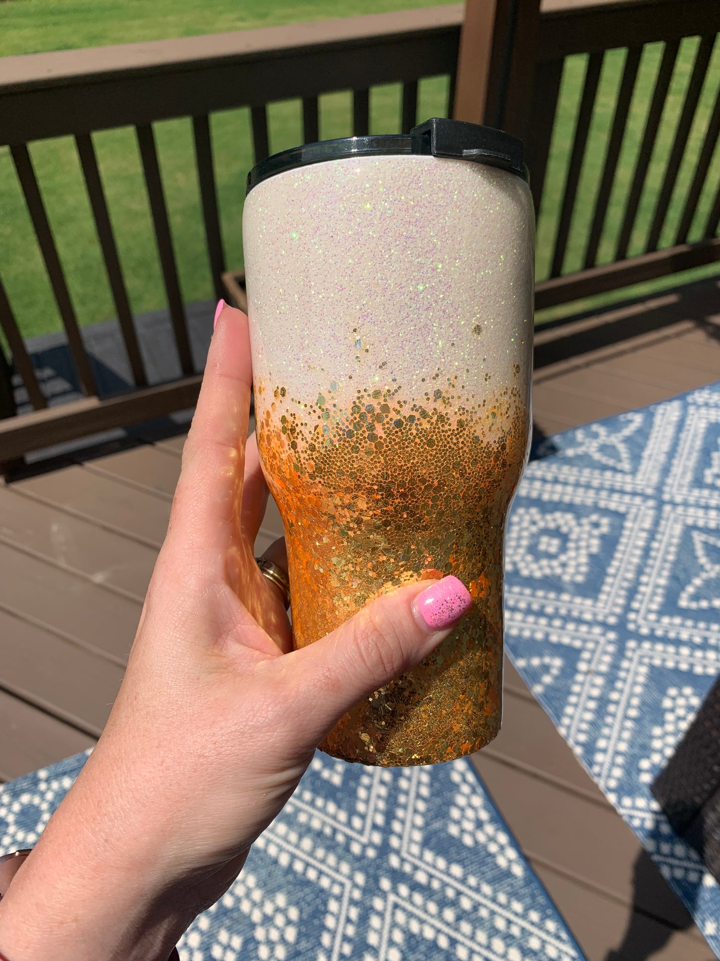 UV Glitter White/Peachy Orange Fine
