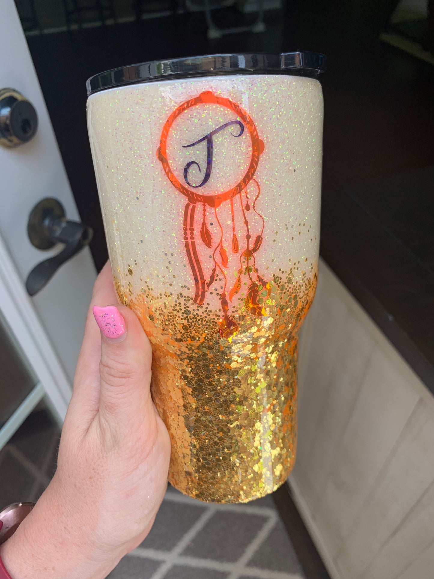 UV Glitter White/Peachy Orange Fine