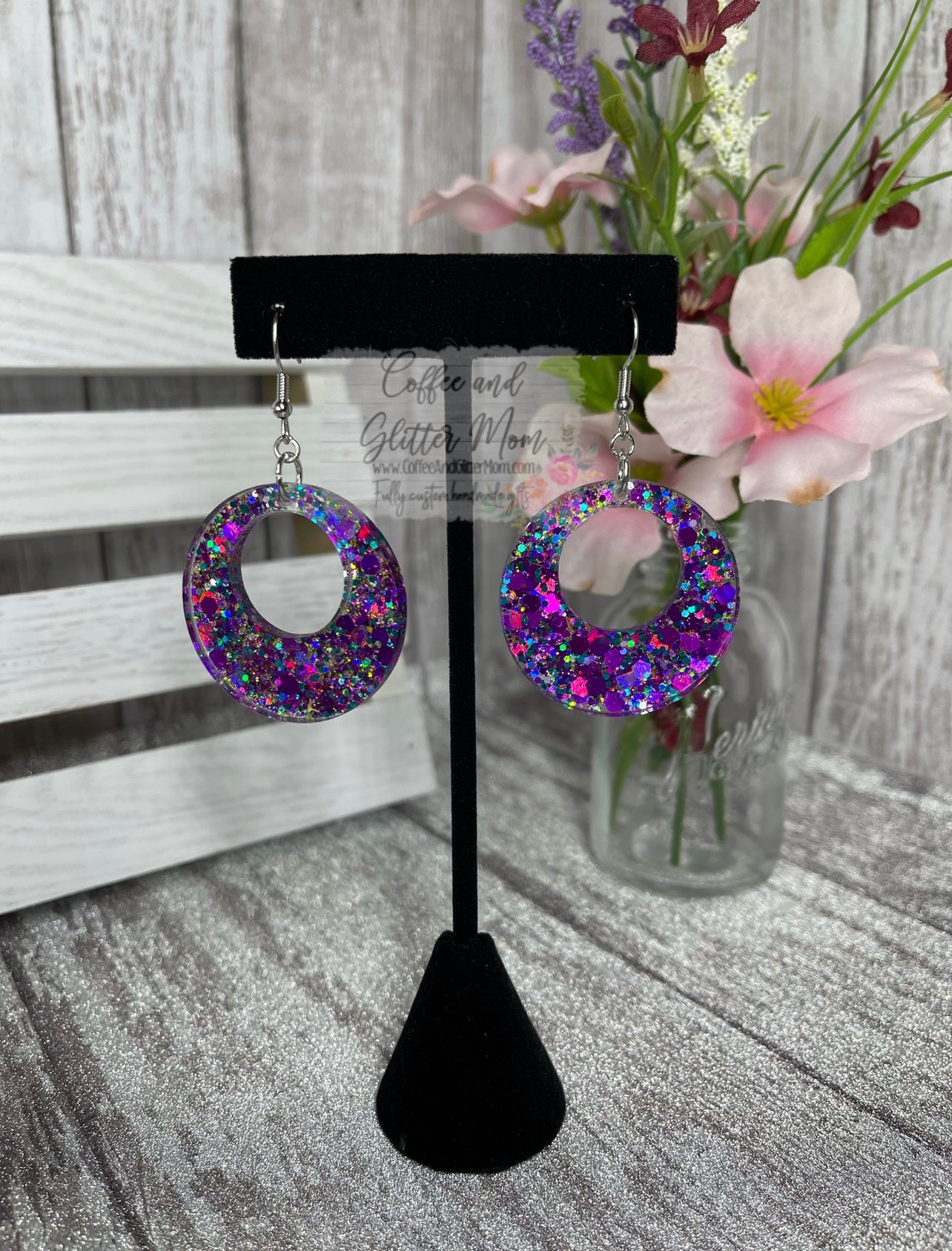 Purple Peacock Earrings