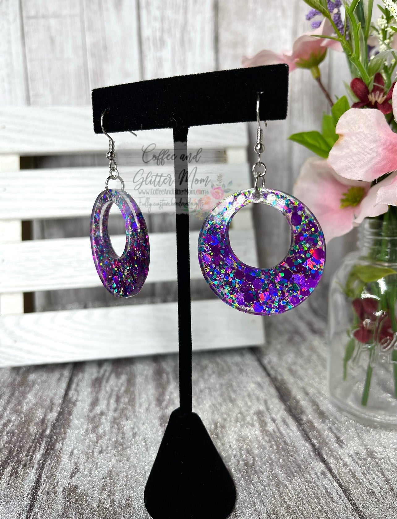 Purple Peacock Earrings