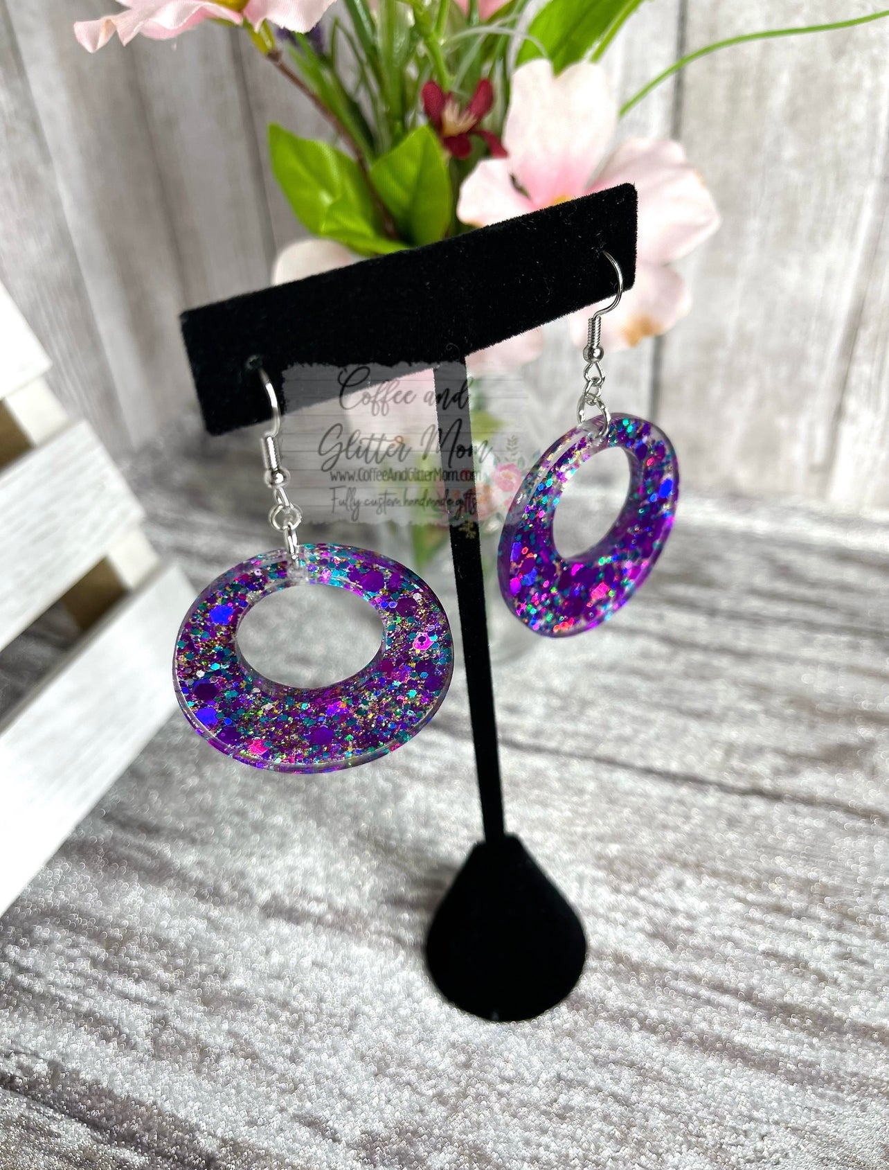 Purple Peacock Earrings