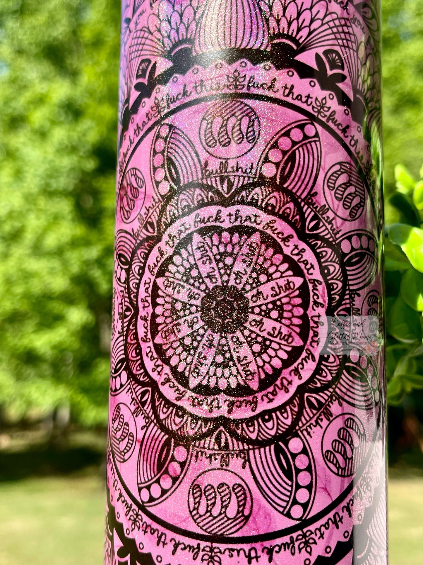 Naughty Mandala 20oz Pink, Purple, or Mint Rainbow Skinny Tumbler