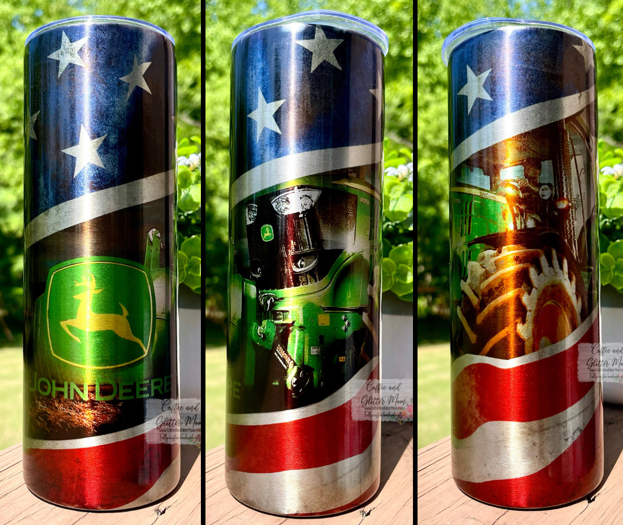 Distressed American Tractor 20oz Metallic Skinny Tumbler