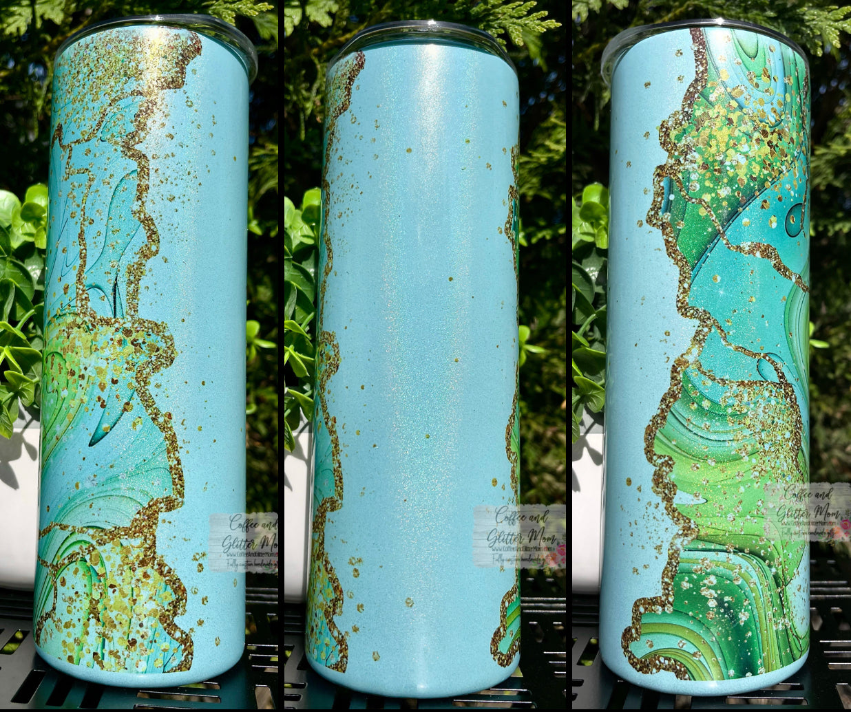 Golden Mint Marble Rainbow 20oz Skinny Tumbler