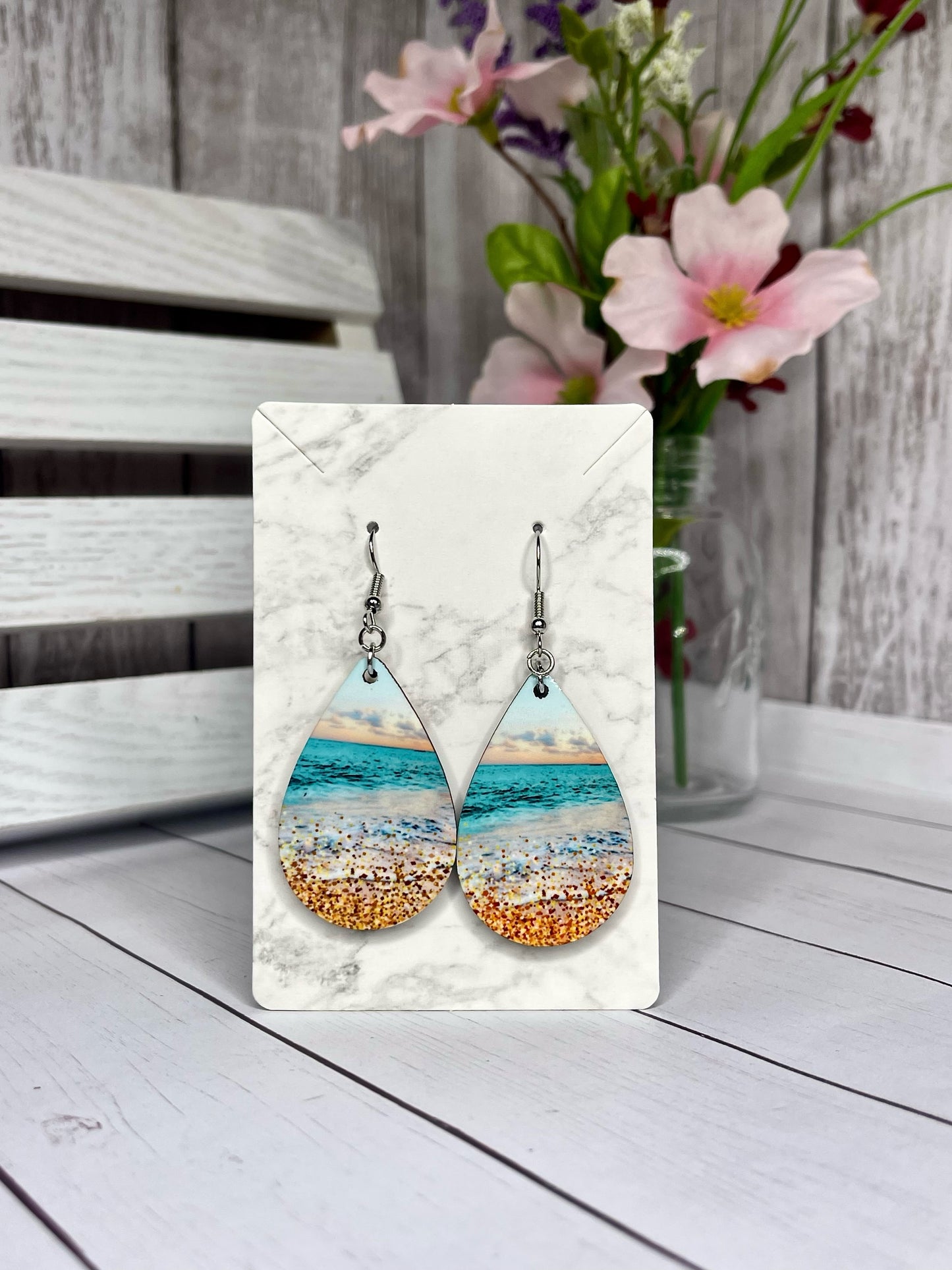 Beach Sunrise Teardrop Earrings
