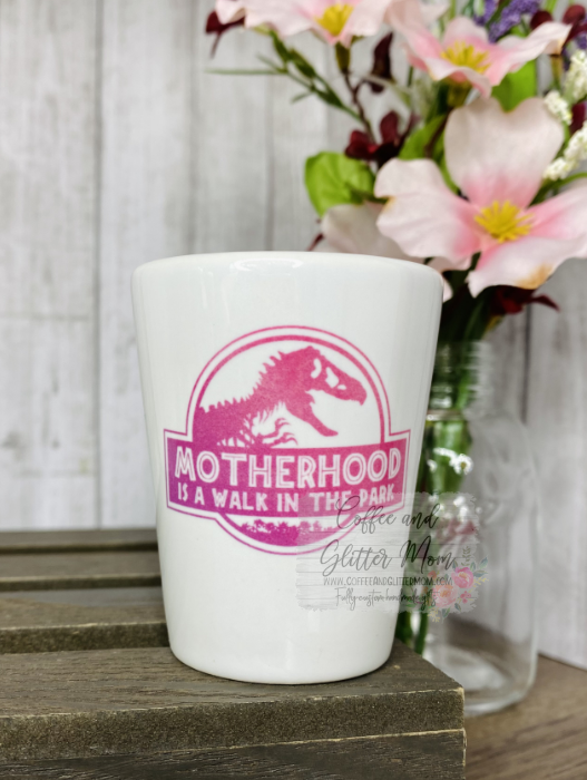 Motherhood is a Walk in the Park Pink Shot Glass