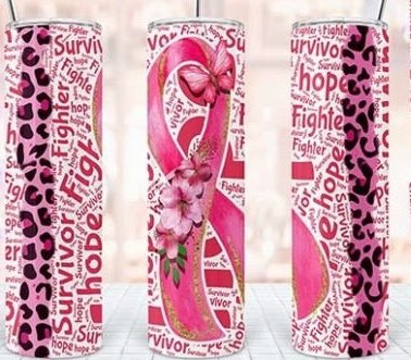 Breast Cancer Pick Your Tumbler 20oz Holographic White Skinny Tumbler