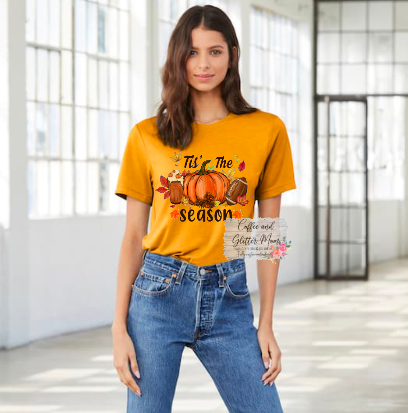 Tis The Season Coffee Football & Pumpkin Unisex Tee