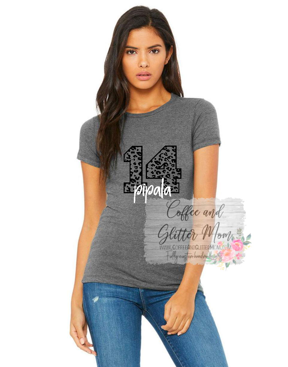 Custom Name and Leopard Number Tee