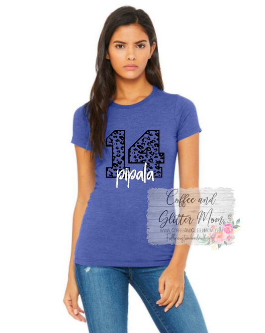 Custom Name and Leopard Number Tee