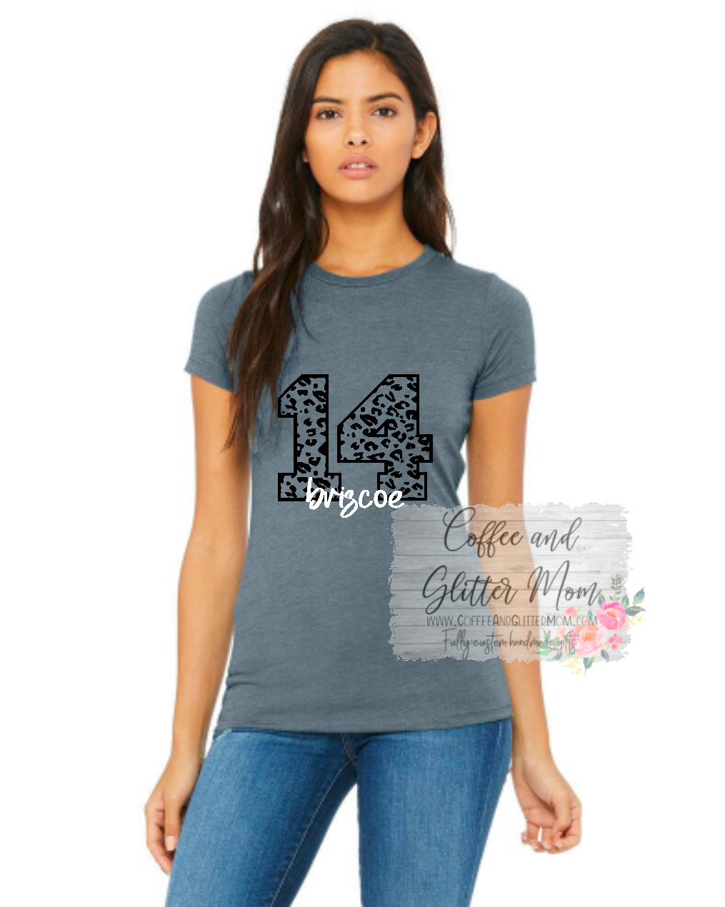 Custom Name and Leopard Number Tee