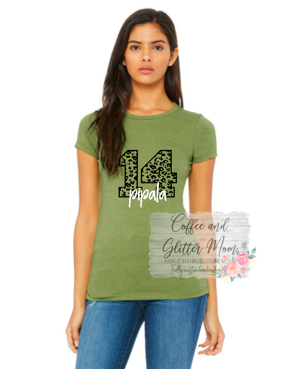 Custom Name and Leopard Number Tee