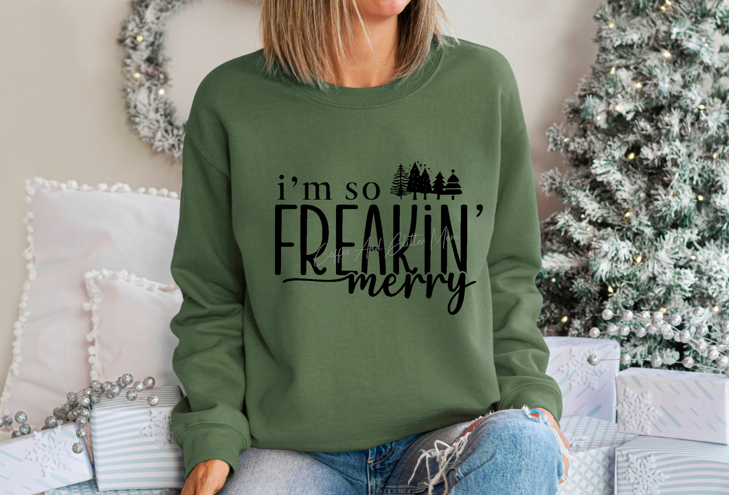 So Freaking Merry (Dark Colors) Christmas Sweatshirt