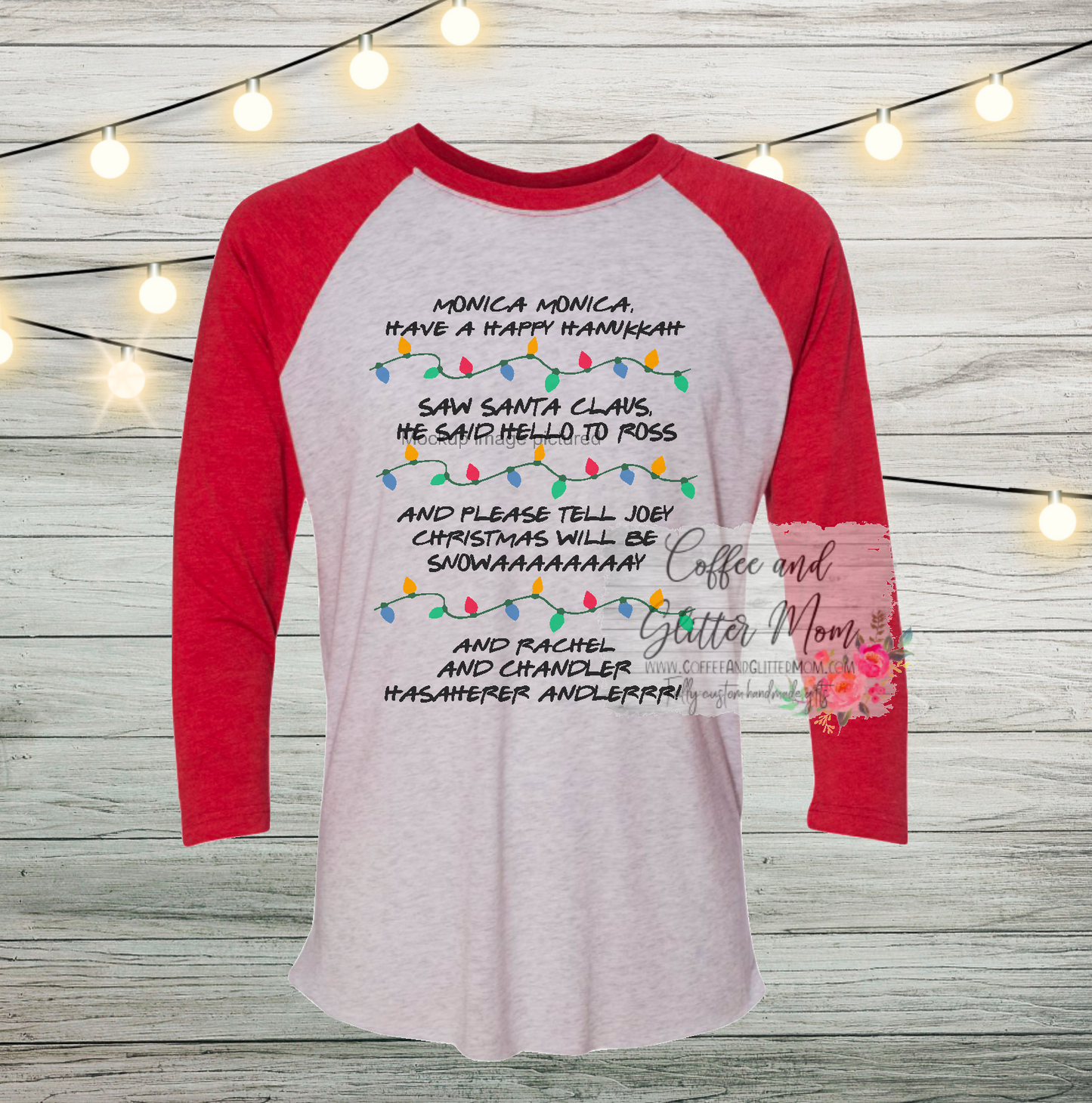 Friends Christmas Song Unisex Tri-Blend Three-Quarter Sleeve Raglan Tee