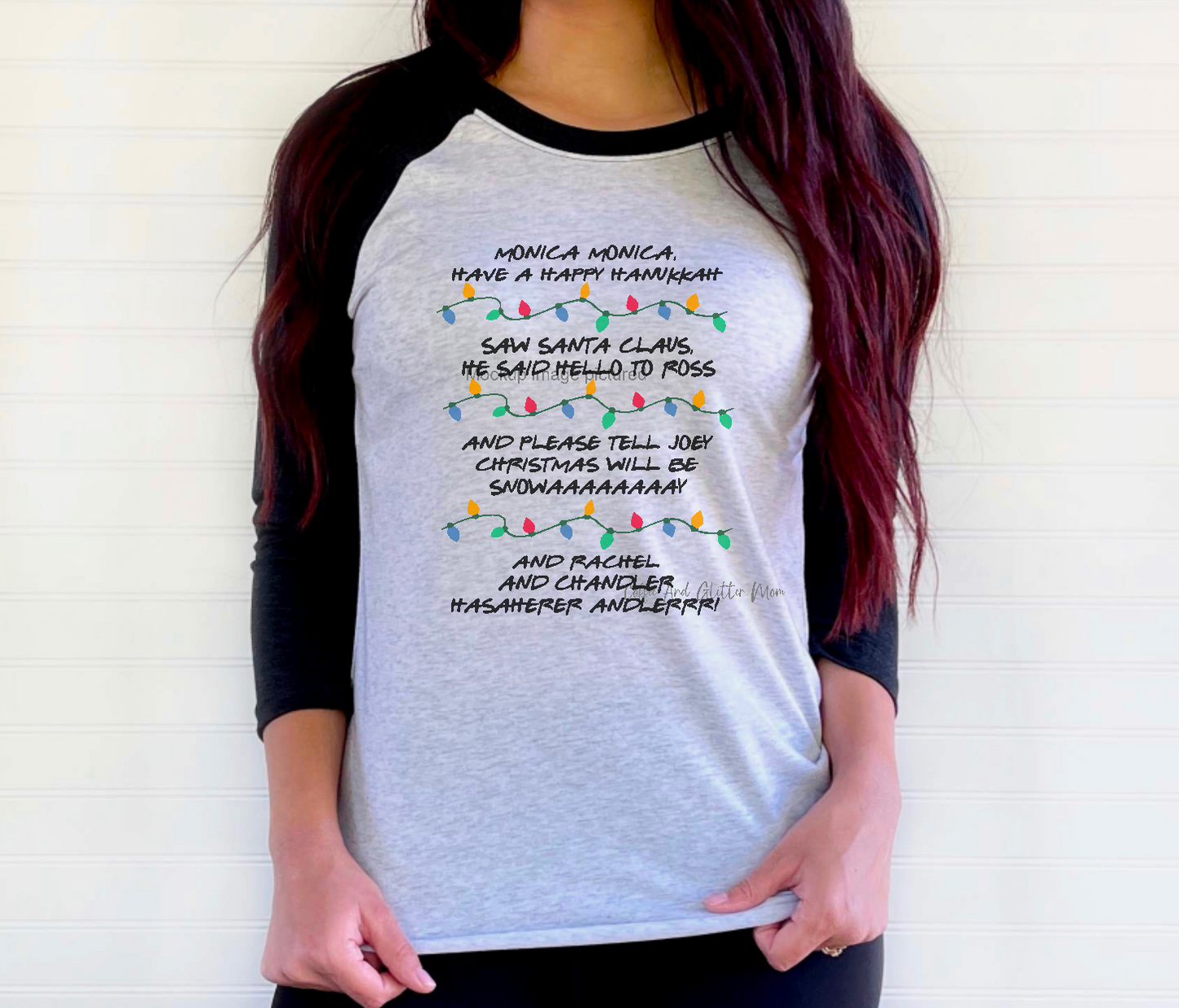 Friends Christmas Song Unisex Tri-Blend Three-Quarter Sleeve Raglan Tee