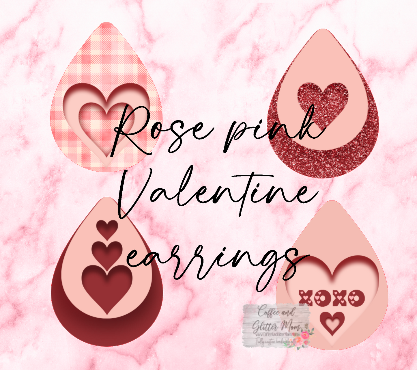 Rose Pink Valentine Hearts Teardrop Earrings