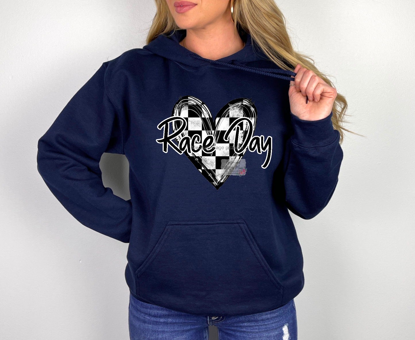 Race Day Checkered Heart Hoodie