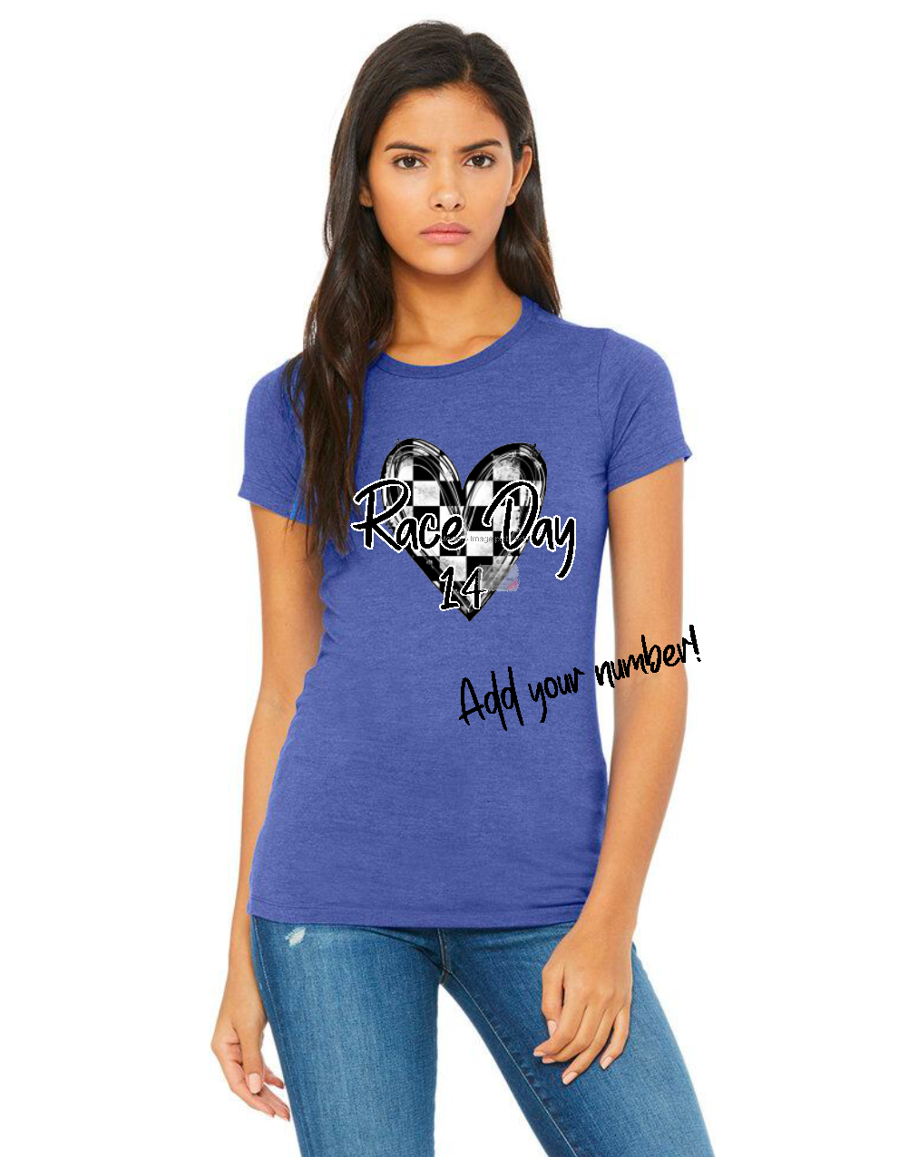 Race Day Checkered Heart Fitted Tee
