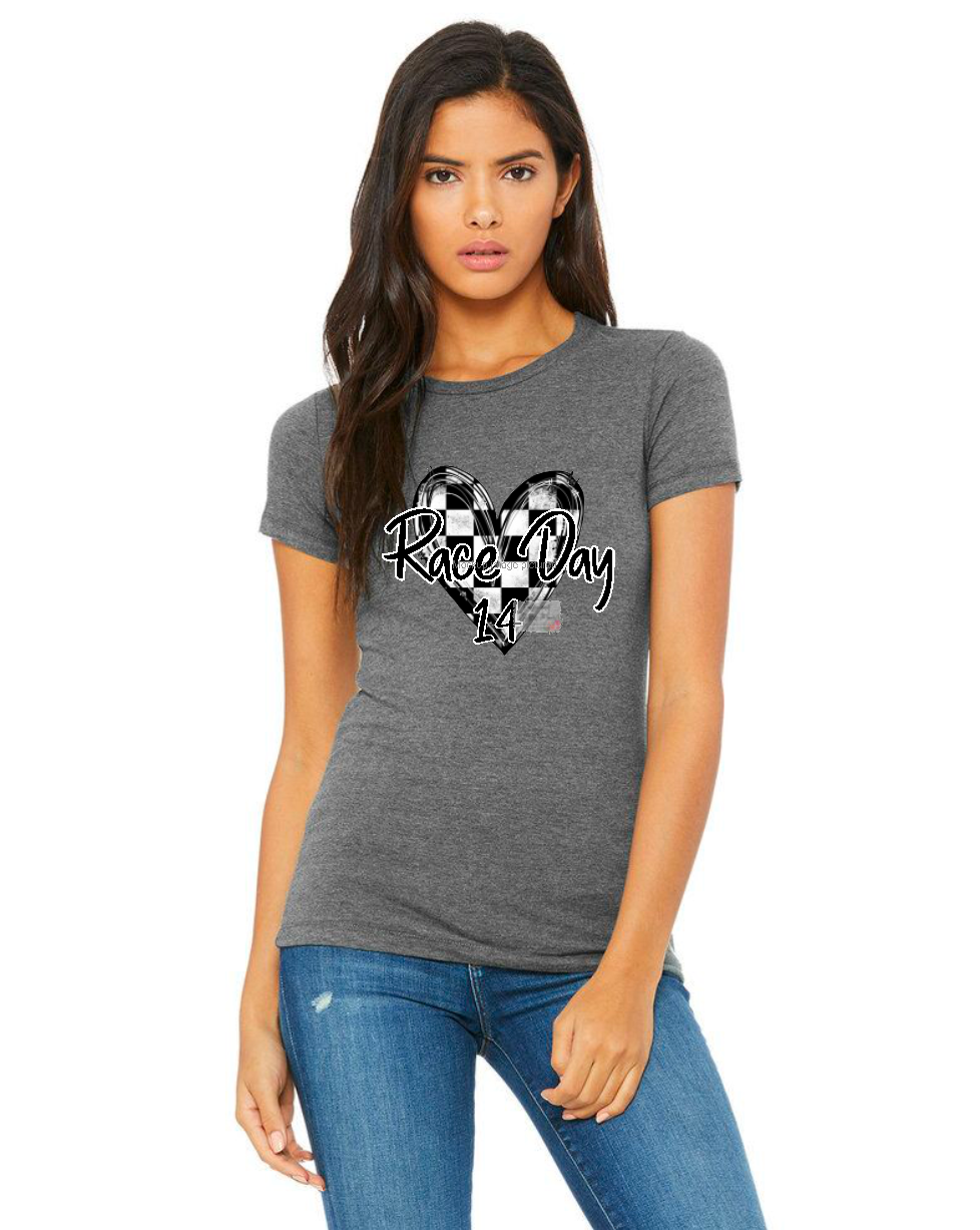 Race Day Checkered Heart Fitted Tee