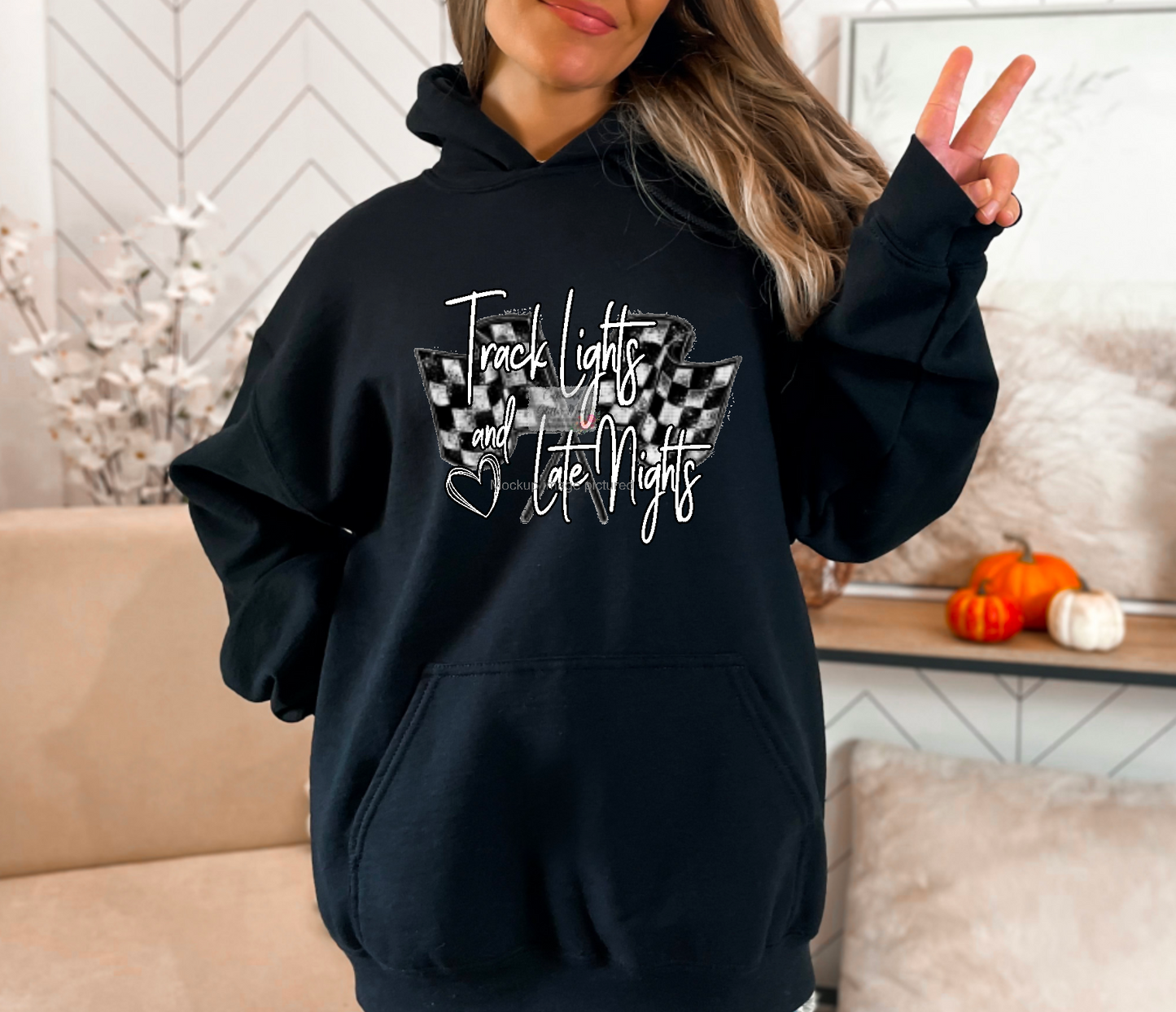 Track Lights & Late Nights Checkered Flag Hoodie