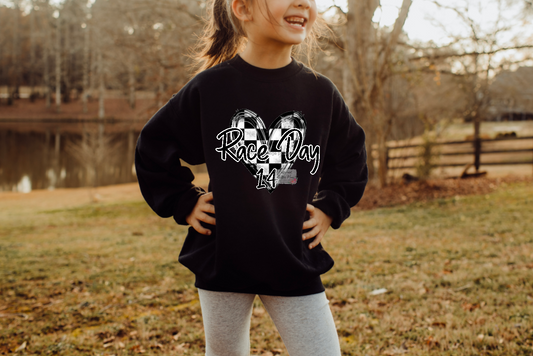 Race Day Checkered Heart Youth Sweatshirt