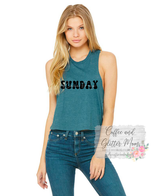 Sunday Raceday Bella + Canvas Racerback Cropped Tank