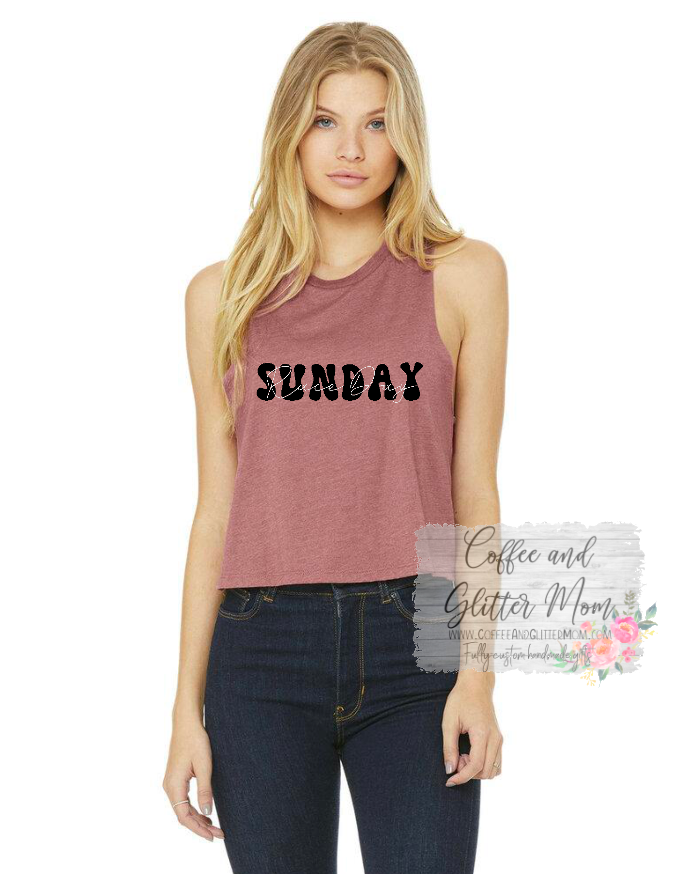 Sunday Raceday Bella + Canvas Racerback Cropped Tank