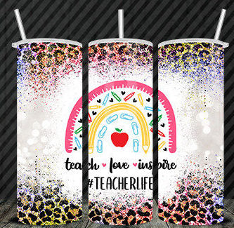 Custom Teacher 20oz Rainbow Skinny Tumbler
