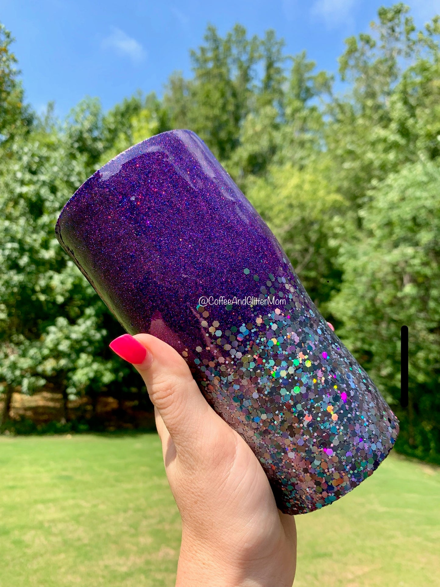 20oz Holo Cosmic Purple to chunky Holo Gunmetal Slim Curve
