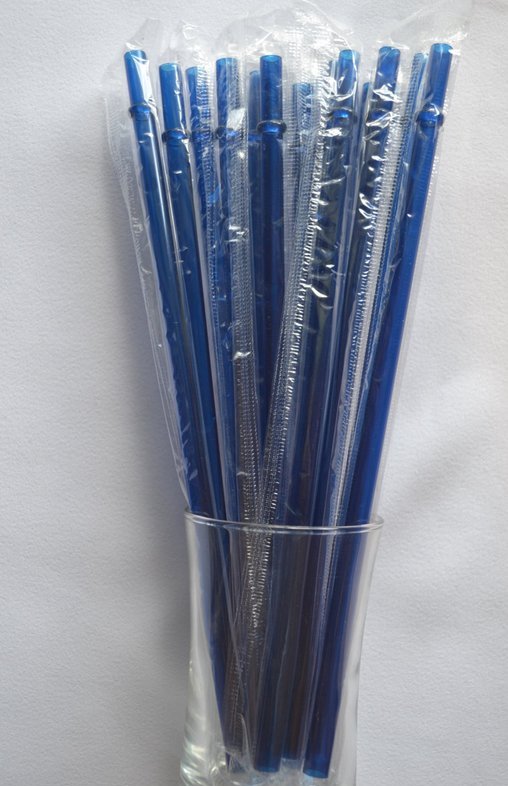 9" Dark Blue Solid Reusable Straw