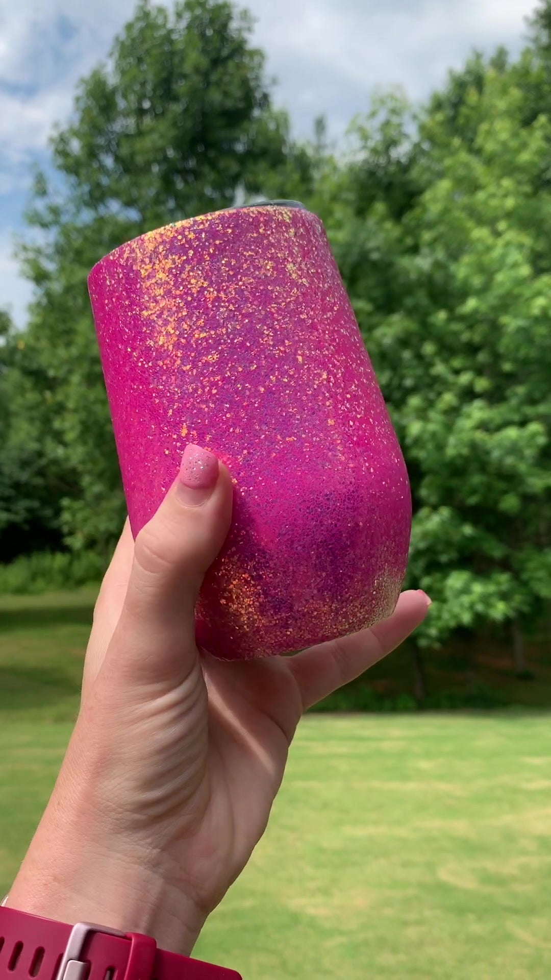 15oz Opal Pink Wine Tumbler With Lid