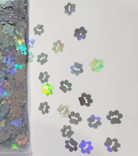 Silver Holo Paw Prints