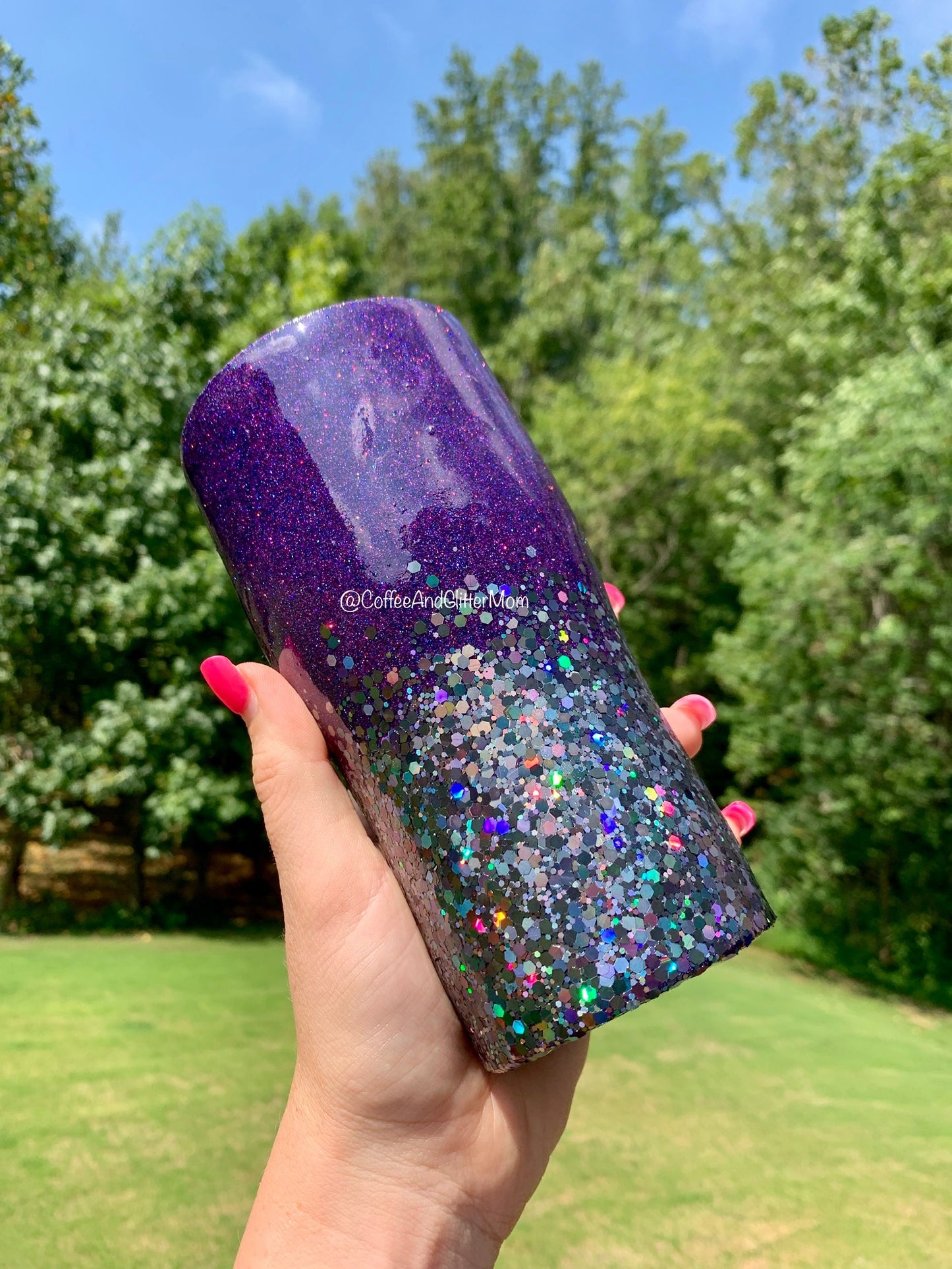 20oz Holo Cosmic Purple to chunky Holo Gunmetal Slim Curve