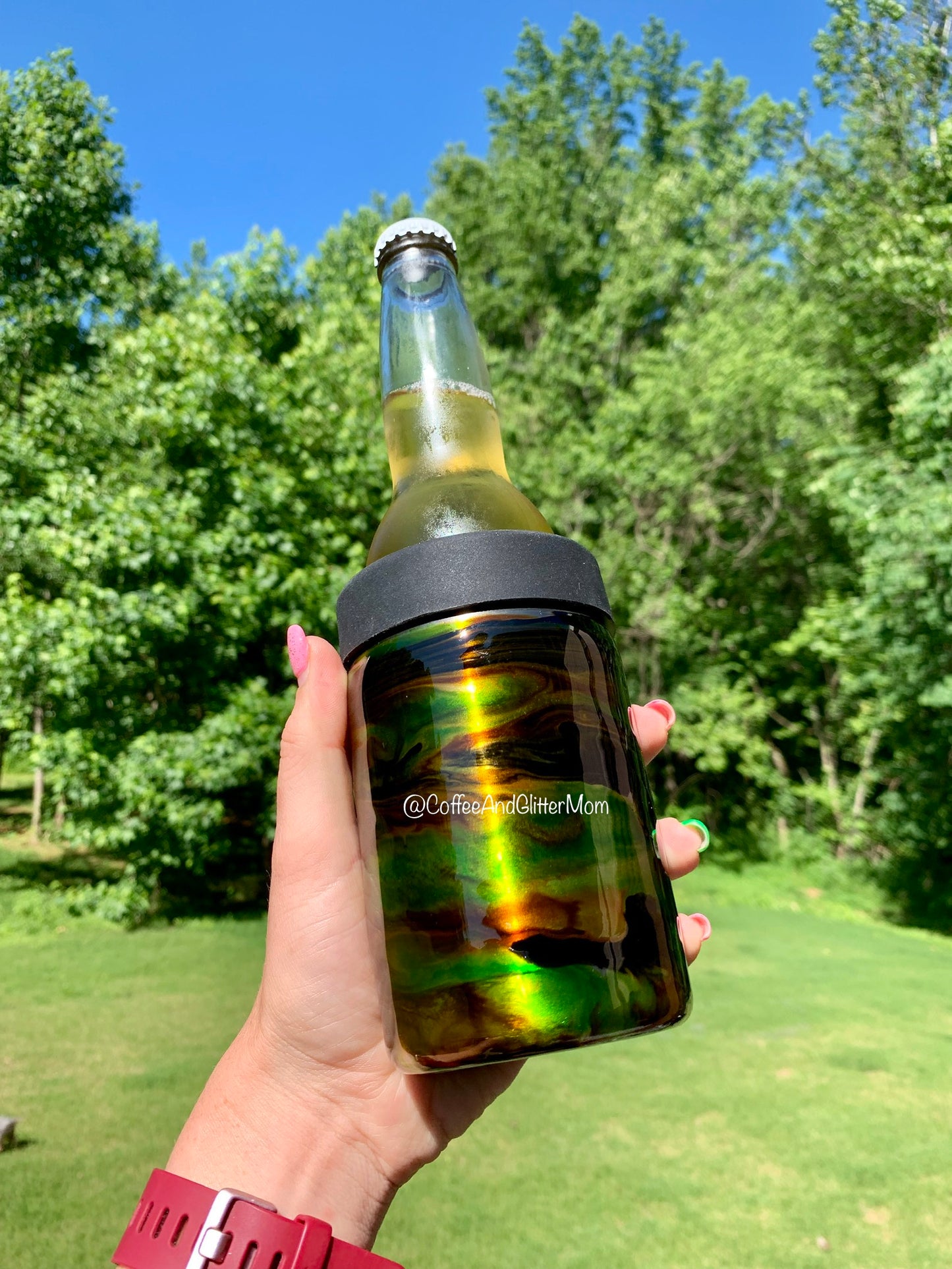 Camo Can Cooler with Rubber with Screw-Top