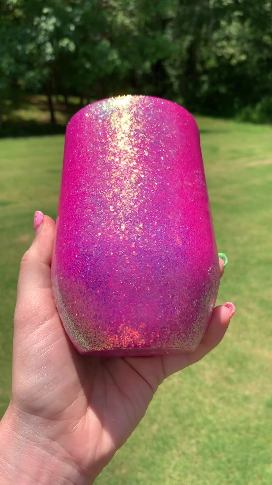 15oz Opal Pink Wine Tumbler With Lid