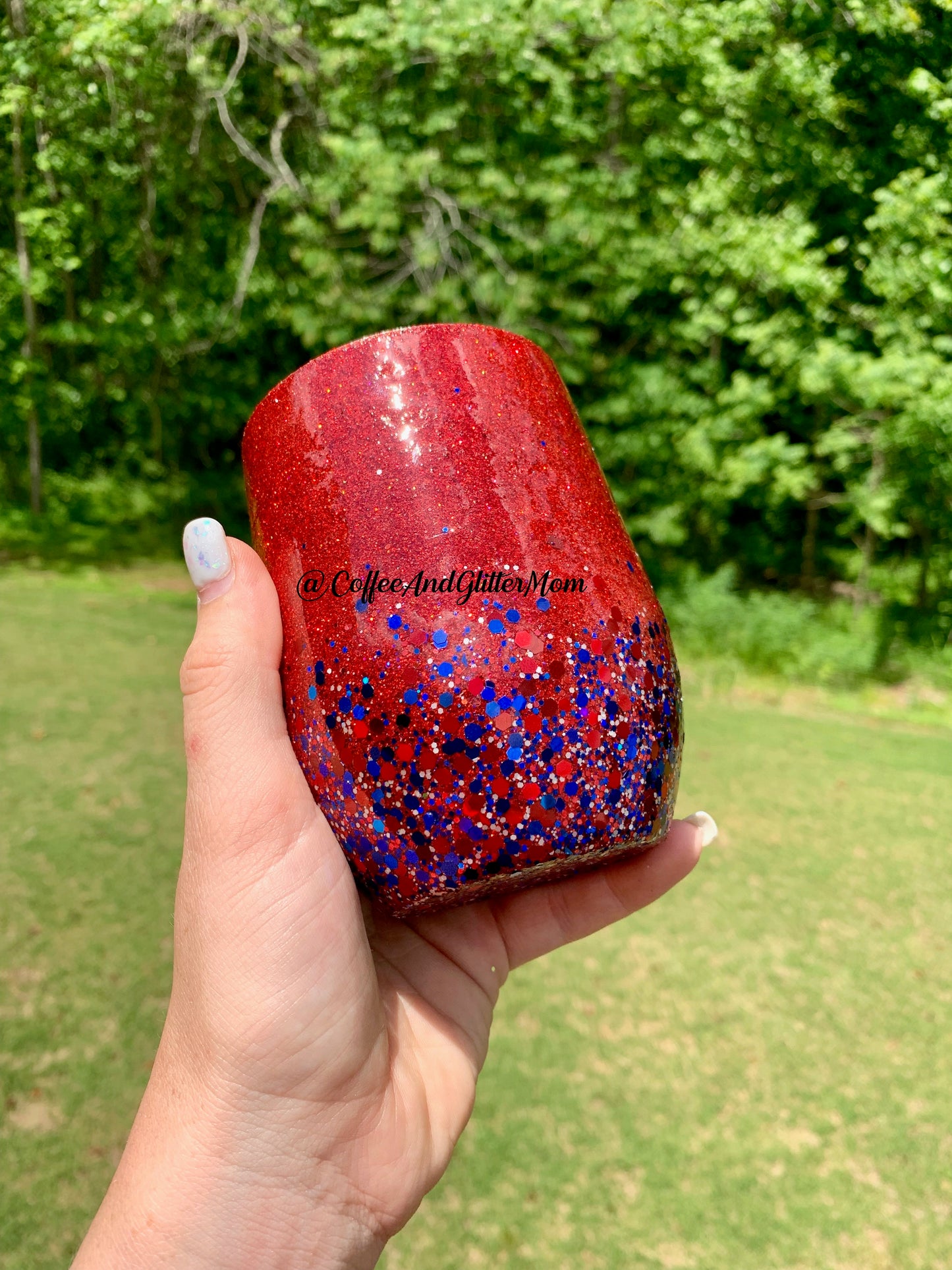 12oz Wine Tumbler with Lid and Straw Cherry Red Chunky American Beauty