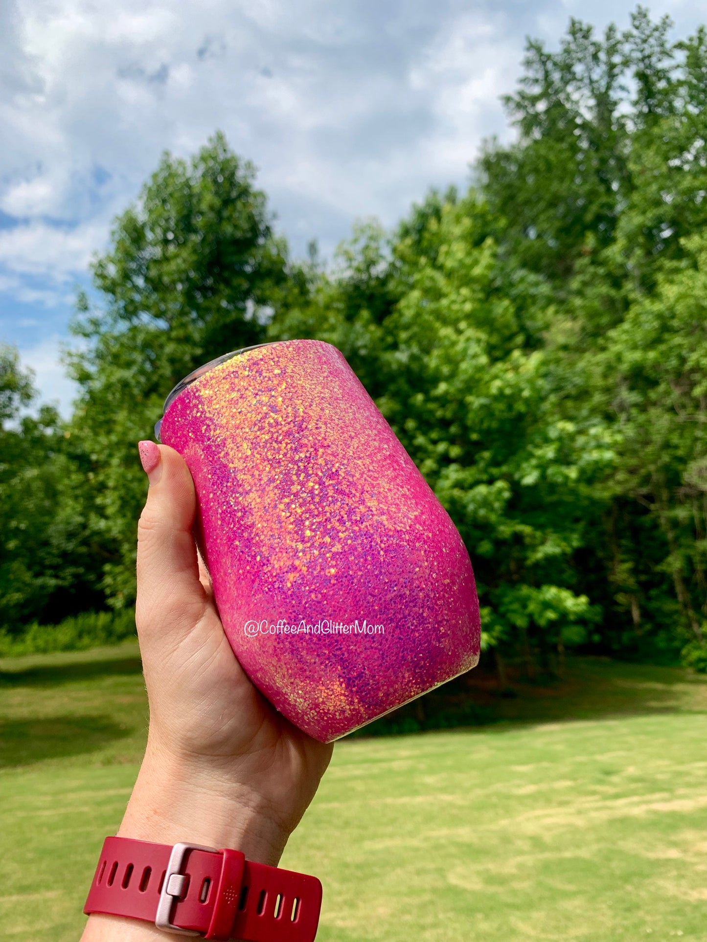 15oz Opal Pink Wine Tumbler With Lid