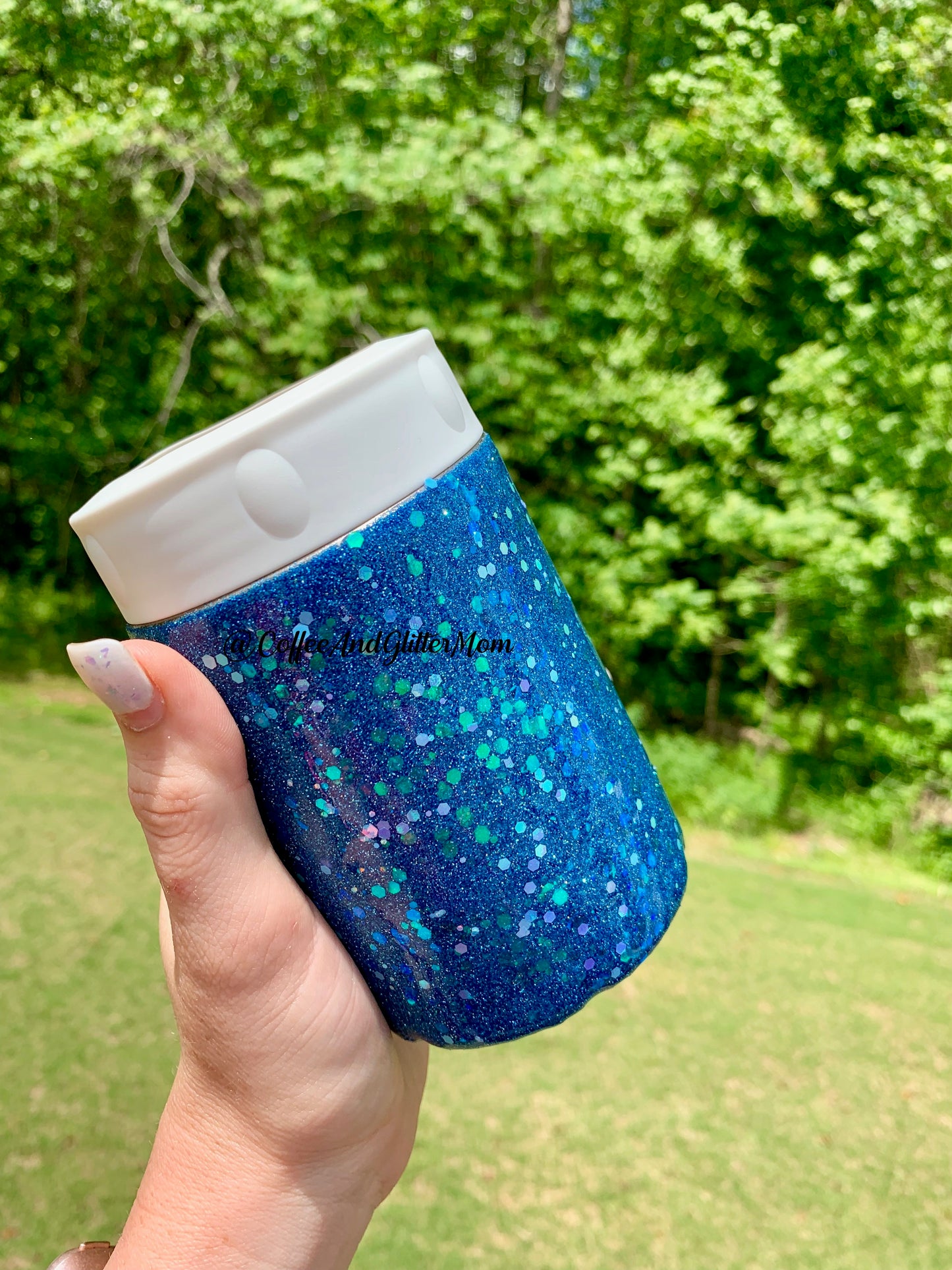 Blue Can Cooler with Rubber with Screw-Top